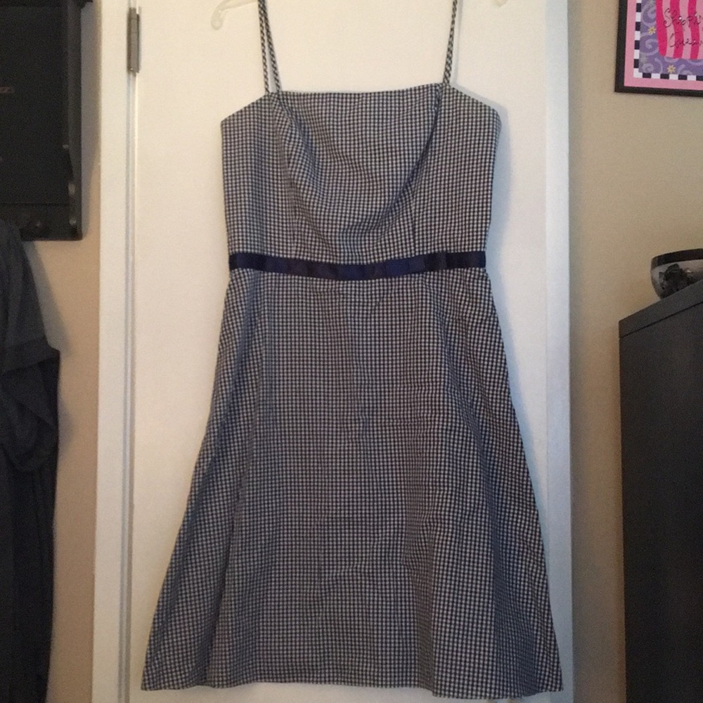 Allen by ABS Blue Gingham Dress with Empire Waist